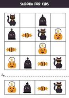 jogo de sudoku para crianças com fotos de halloween. vetor