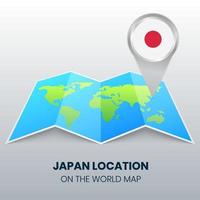 ícone de localização do japão no mapa mundial, ícone de alfinete redondo do japão vetor