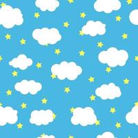 desatado nuvens com amarelo Estrela em azul fundo. flutuando nuvens. vetor ilustração