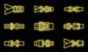 carro cinto de segurança ícones conjunto vetor néon