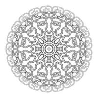 mandala preto e branco com padrão floral. página para colorir. vetor