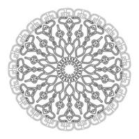 mandala preto e branco com padrão floral. página para colorir. vetor