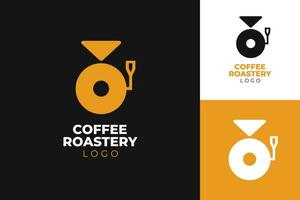 logotipo combinação monograma do café roastery máquina com carta o para cafeteria companhia e assar café corporativo o negócio vetor