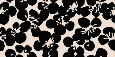 flor desatado fundo. minimalista abstrato floral padronizar. moderno impressão dentro Preto e branco fundo. ideal para têxtil projeto, papel de parede, capas, cartões, convites e cartazes. vetor