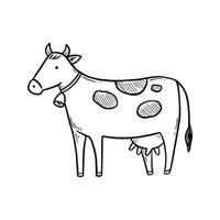 mão desenhada bonito fazenda vaca. vetor