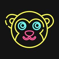 ícone macaco face. chinês zodíaco elementos. ícones dentro néon estilo. Boa para impressões, cartazes, logotipo, anúncio, decoração, infográficos, etc. vetor