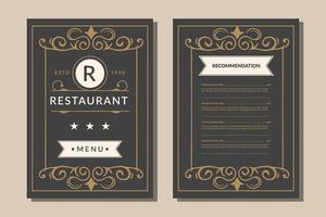 Projeto do menu de vetor para o restaurante com uma borda vintage