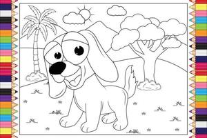 colorir desenho animado animal de cachorro para crianças vetor