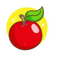 fofa vermelho maçã desenho animado. mão desenhado fruta conceito ícone Projeto. isolado branco fundo. plano vetor ilustração.