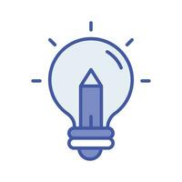 luz lâmpada com lápis denotando conceito ícone do criativo escrita, Customizável Projeto vetor