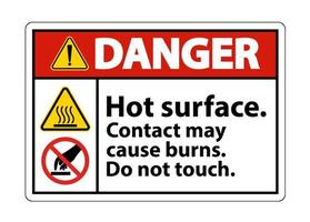 superfície quente de perigo não toque o símbolo do sinal isolar no fundo branco, ilustração vetorial vetor