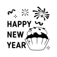 feliz Novo ano 2024 Bolinho com fogos de artifício celebrações, ícone do Novo ano festa vetor