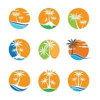 imagens do logotipo da praia do pôr do sol vetor