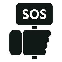SOS bandeira mão ícone simples vetor. saúde desastre vetor