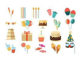 coleção do fofa aniversário elemento, adequado para ilustração desenhos para aniversário celebrações ou festas vetor