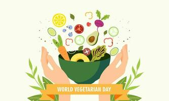 mundo vegetariano dia celebração fundo vetor