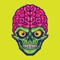 nossas ilustrações do logotipo do mascote do crânio do cérebro