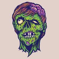 ilustrações vintage de terror zumbi vetor