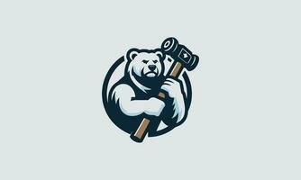 Urso aguarde martelo vetor ilustração logotipo Projeto