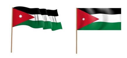 Bandeira de ondulação naturalista colorida do Reino Hachemita da Jordânia. vetor