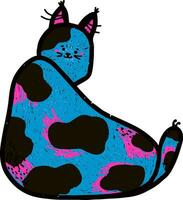 uma desenho animado gato com Preto e azul pontos vetor
