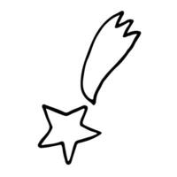 abstrato tiroteio Estrela com cauda. rabisco isolado em uma branco fundo. mão desenhado ilustração para cartões, cartazes, adesivos, têxtil e profissional Projeto. vetor