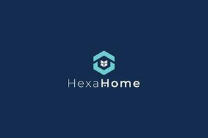 hexagonal mínimo azul cor criativo real Estado construção logotipo vetor