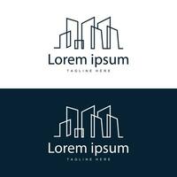 moderno cidade construção logotipo projeto, luxuoso e simples urbano arquitetura vetor