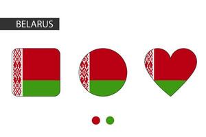 bielorrússia 3 formas quadrado, círculo, coração com cidade bandeira. isolado em branco fundo. vetor