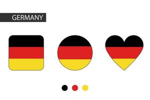 Alemanha 3 formas quadrado, círculo, coração com cidade bandeira. isolado em branco fundo. vetor