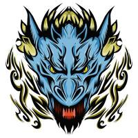 tribal cabeça mascote Dragão adesivo ilustração. perfeito para tatuagens, adesivos, chapéus, roupas, logotipos, ícones vetor