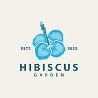 hibisco logotipo simples fresco natural flor Projeto jardim plantar ilustração vetor