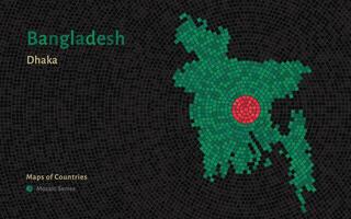 Bangladesh mapa com uma capital do dhaka mostrando dentro uma mosaico padronizar vetor