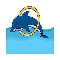 baleia jogando holahoop dentro natação piscina ilustração vetor