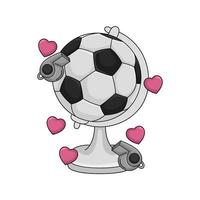 globo futebol bola, apito com amor ilustração vetor