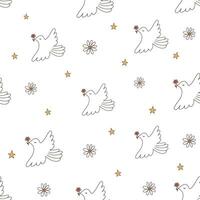 fofa mão desenhado vetor desatado padrões com pombos. uma símbolo do paz. doce infantil estilo impressão com vôo pombas ideal para tecido, têxtil, invólucro papel.