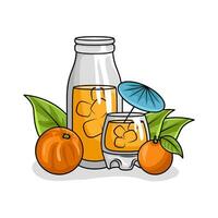 suco laranja com laranja fruta ilustração vetor