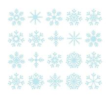 diferente formas do flocos de neve, conjunto do neve cristais. inverno elementos para Natal e Novo ano decoração, meteorológico símbolos. vetor ilustração.