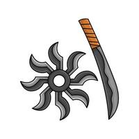 Shuriken com samurai ilustração vetor