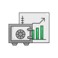 seguro dinheiro com gráfico gráfico e seta ilustração vetor