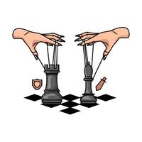jogando xadrez torre com bispo dentro xadrez borda ilustração vetor