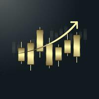 a acima tendência luxo Barra gráficos, ouro gráfico gráfico, com acima tendência seta em a topo usava para o negócio vela bastão gráfico gráfico do investimento negociação conceitos vetor