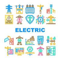 elétrico rede energia poder ícones conjunto vetor