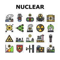 nuclear energia poder plantar ícones conjunto vetor