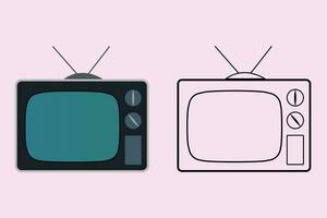 vintage velho televisão tage retro tema do eletrônicos televisão plano Projeto ícone dentro vetor ilustração