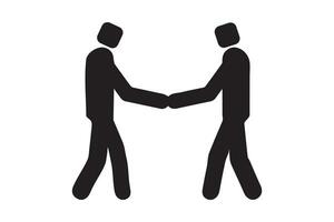 dois bastão homem amizade mãos ícones para vetor ilustração.
