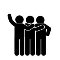 bastão figura vetor ilustração, bastão homem, amizade pictograma, pessoas abraçando, segurando mãos
