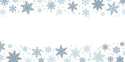 decorativo neve Floco vetor fronteira para cumprimento cartões, Natal bandeira projeto, branco inverno feriado papel de parede
