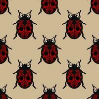 vermelho joaninha desatado repetir padrão, inseto ilustração recorrente fundo decorado besouro vetor