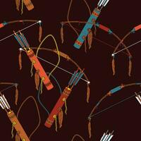 editável vetor do nativo americano tiro com arco Ferramentas ilustração dentro vários cores Como desatado padronizar com Sombrio fundo para tradicional cultura e história relacionado Projeto
